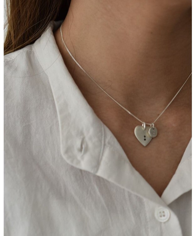 yoaa シルバー925 ハートプレートブラックダイヤモンドネックレストップ シルバー925