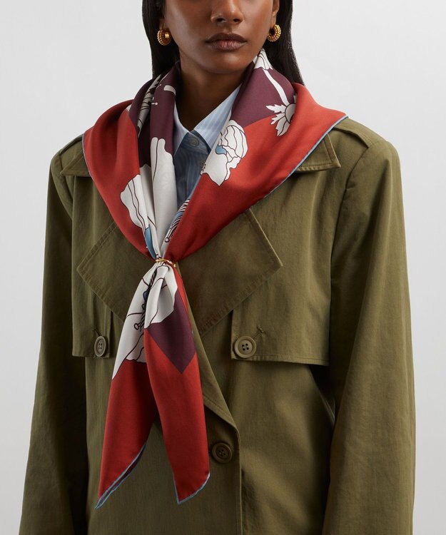 LIBERTY. フラジャイル ブルームズ 90x90 シルク スカーフ オレンジ