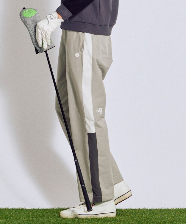 PW CIRCULUS 【MEN】サイドラインストレートワイドパンツ ゴルフ グレー系