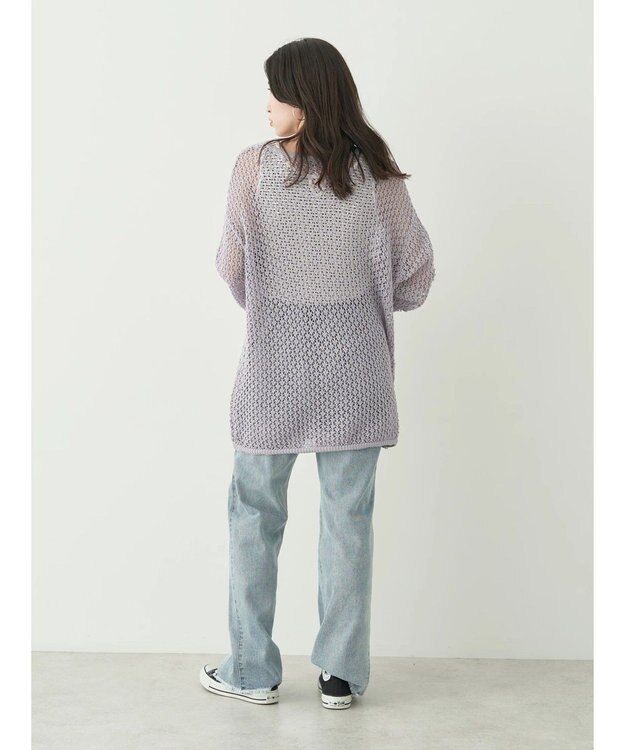 earth music&ecology メッシュ編みニットプルオーバー Lilac
