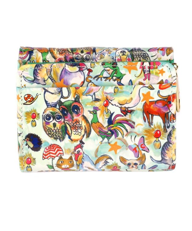 tsumori chisato CARRY 森のどうぶつたち ミニ財布 折り財布 ホワイト