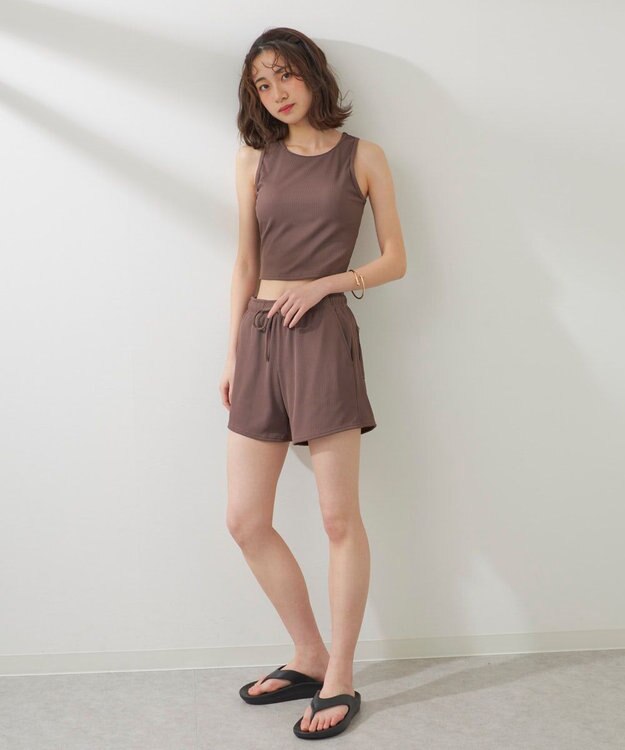 OP／FILA 【ocean pacific】ラッシュガード付き水着4点セット タンキニデザイン ブラウン