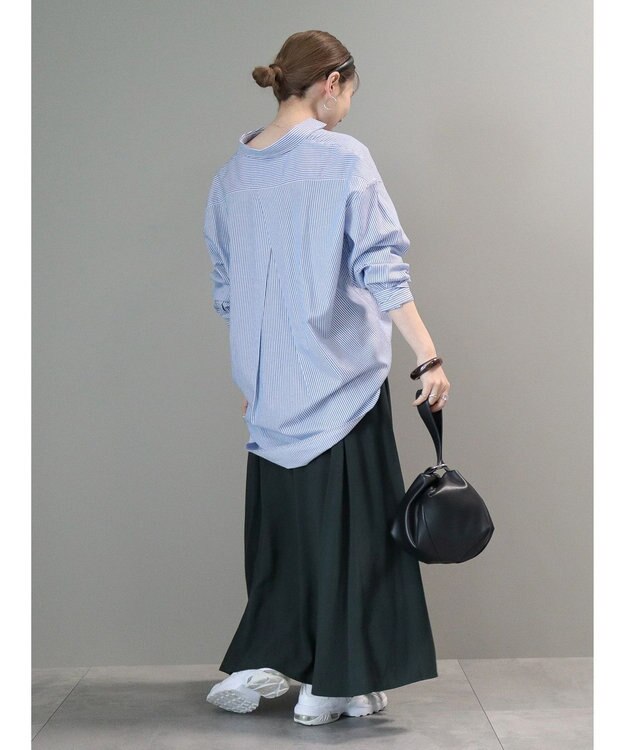 AMERICAN HOLIC ＵＶカット加工バックタックシャツチュニック Stripe Sax