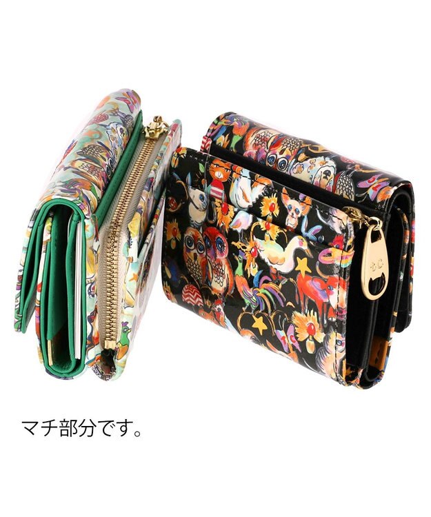 tsumori chisato CARRY 森のどうぶつたち ミニ財布 折り財布 ブラック