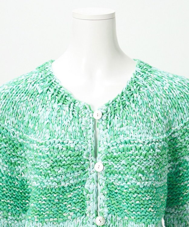 23区 【GOLD LABEL】ファンシーミックスハンドニット カーディガン グリーン系3