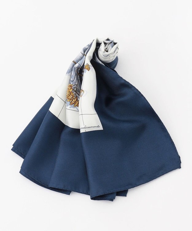 23区 マップ柄スカーフ ブルー系