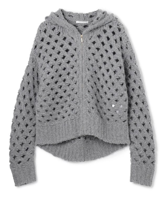 BEIGE， KOKOMO / ウールアルパカメッシュニットパーカー Md.Gray