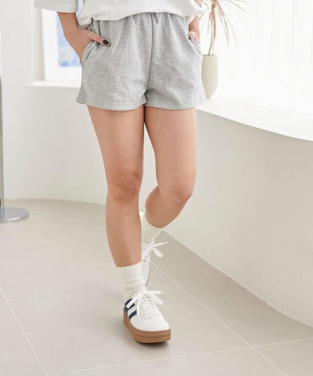 WEGO 【ウエストゴム】スウェットショートパンツ 杢グレー