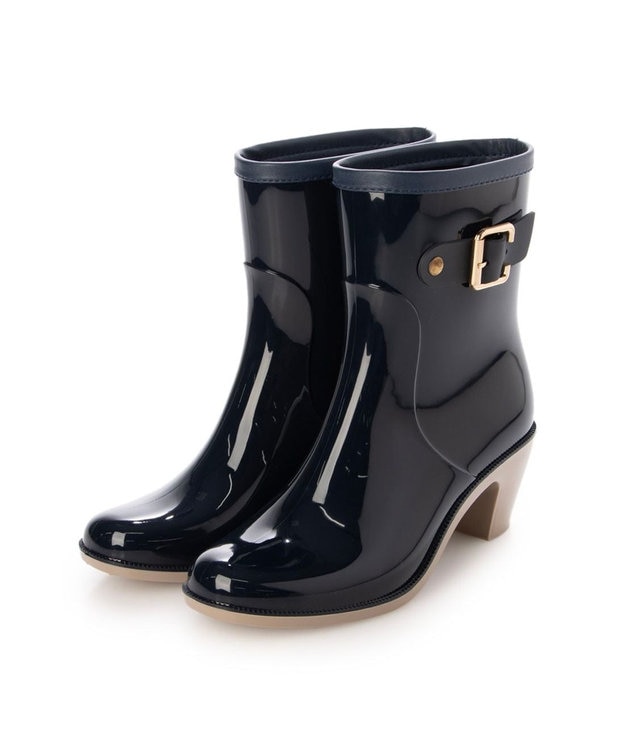 ing <Pitti>【WEB限定】バックルベルトレインショートブーツ ネイビー