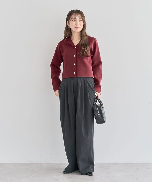 Green Parks ・ｓｗｉｎｇ　ｂｙ　ニット開襟カーディガン Bordeaux