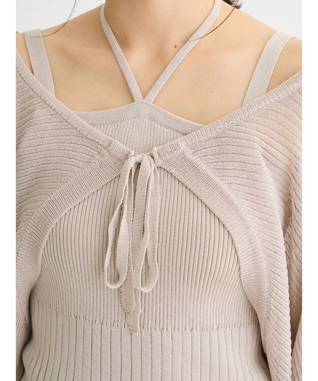 Green Parks ・swing by SET2点ニットボレロ&ニットキャミ Gray Beige