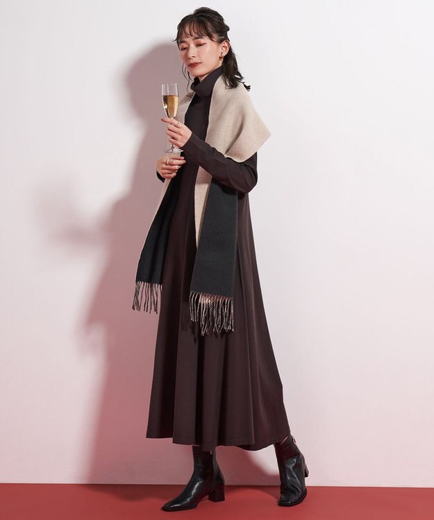 ICB リバーシブルウールマフラー ブラック×トープ系