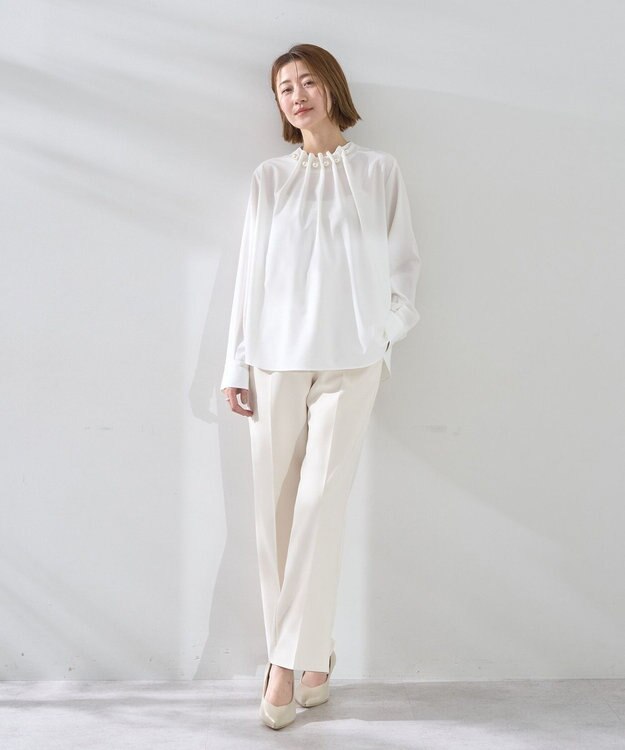 YECCA VECCA パールタックブラウス Off White