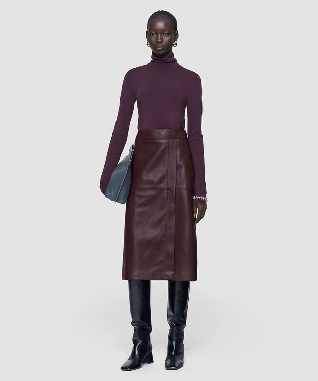 JOSEPH ナッパレザーセーヴル　スカート　 Maraschino