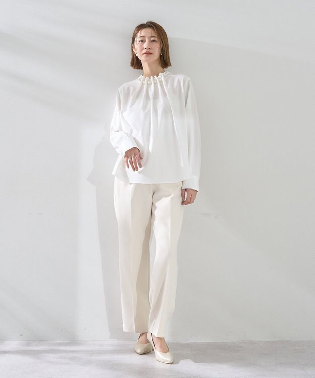 YECCA VECCA パールタックブラウス Off White
