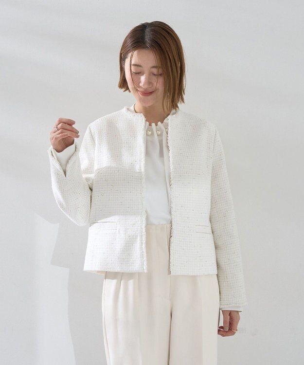 YECCA VECCA パールタックブラウス Off White