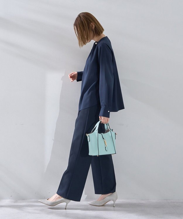 YECCA VECCA パールタックブラウス Navy