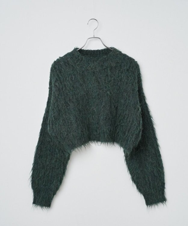 WEGO ブラッシュニットショートプルオーバー ダークグリーン