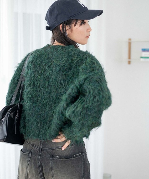 WEGO ブラッシュニットショートプルオーバー ダークグリーン