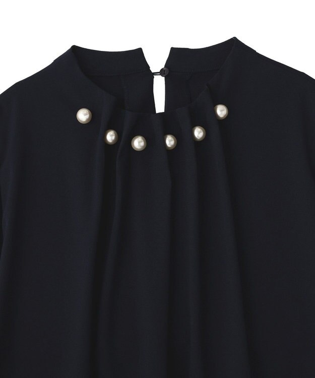 YECCA VECCA パールタックブラウス Navy