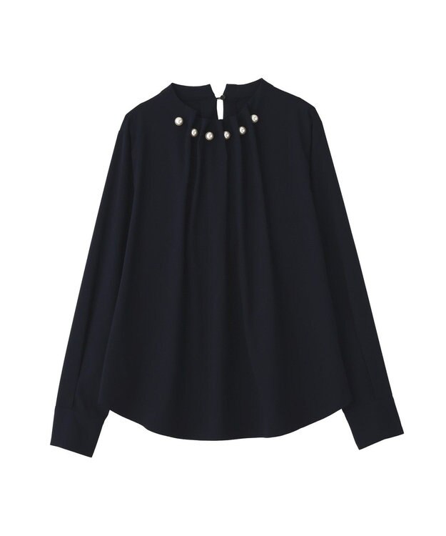 YECCA VECCA パールタックブラウス Navy