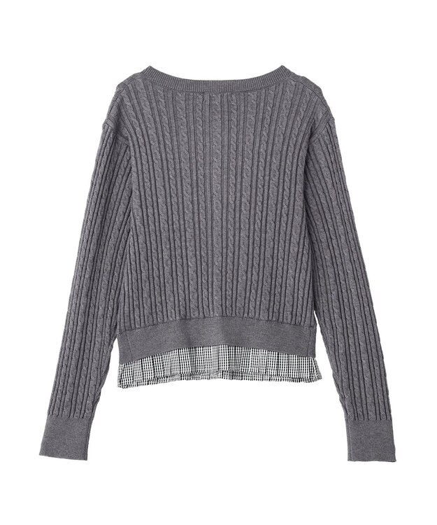 earth music&ecology 【予約】プリーツレイヤーケーブルニットカーディガン Gray