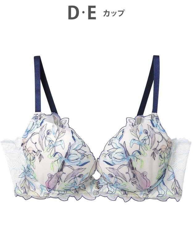 AMPHI ブラジャー グラマラス&リッチな谷間をメイク Gカップまで対応 【Glama-Rich グラマリッチ 脇スッキリ・ライトタイプ】 大きいサイズ ブラ BYJ685 アンフィ／ワコール グレイッシュブルー