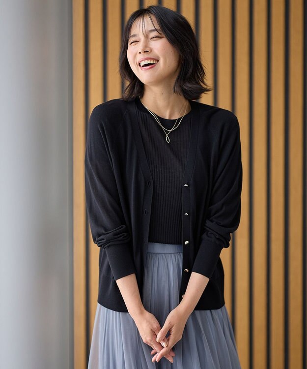 ANY 【2SET】ニットツインセット（半袖ニット＋Vネックカーデ） ブラック