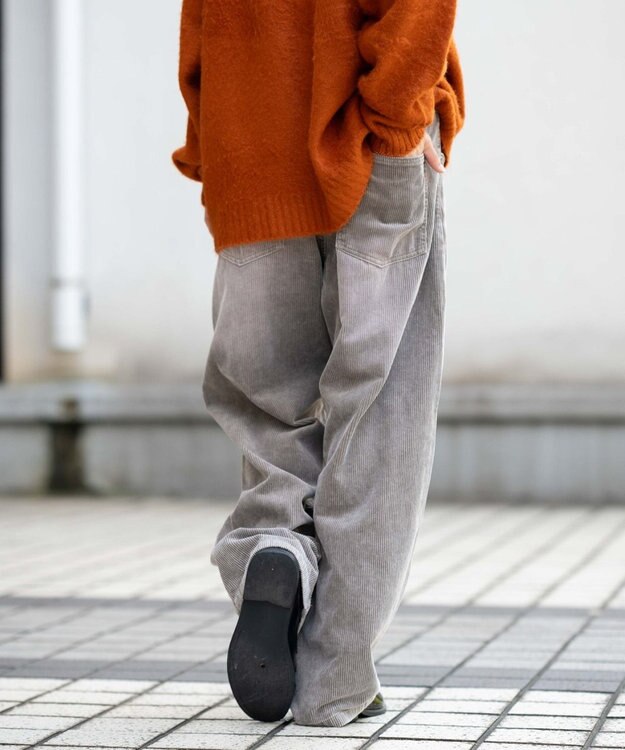 WEGO イージー3Dバレルレッグコーデュロイパンツ ブラウン