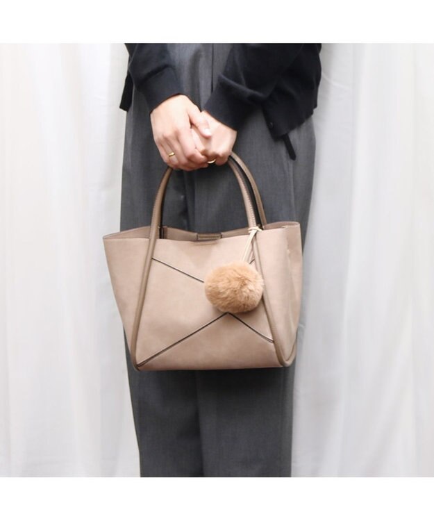 UNBILLION カシュカシュ cachecache / 通しハンドルパッチワークトート ベージュ