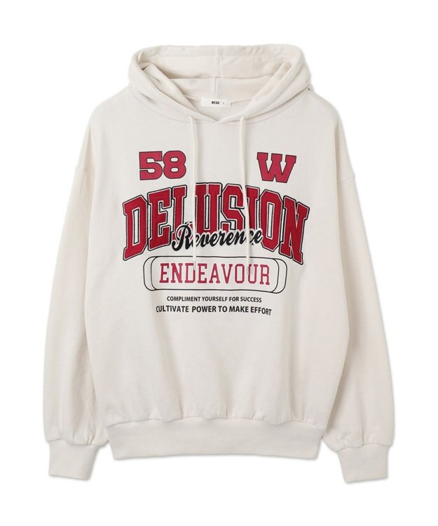 WEGO ロゴビッグプルパーカー ホワイトアイボリー