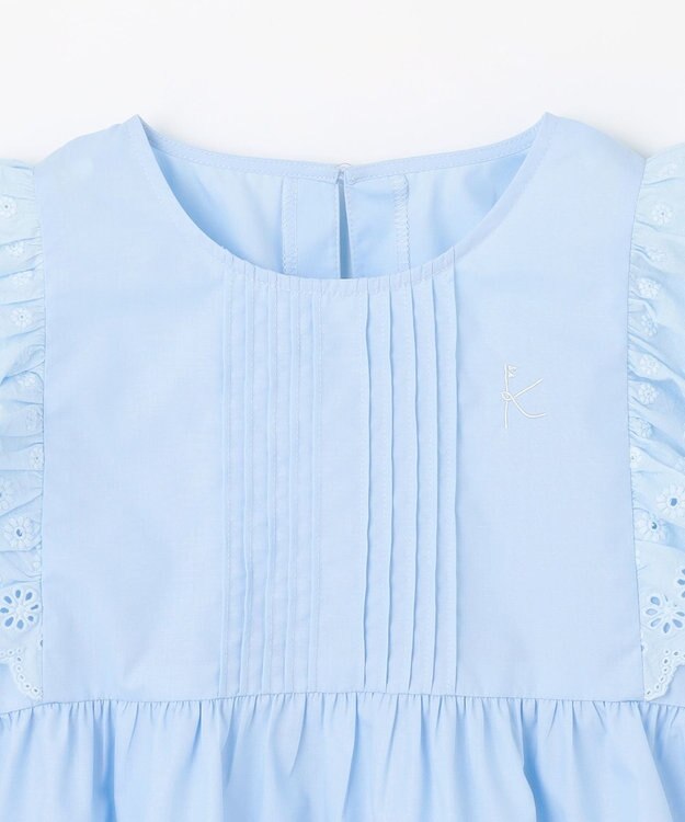 組曲 KIDS 【150-160㎝】レースペプラム ブラウス サックスブルー