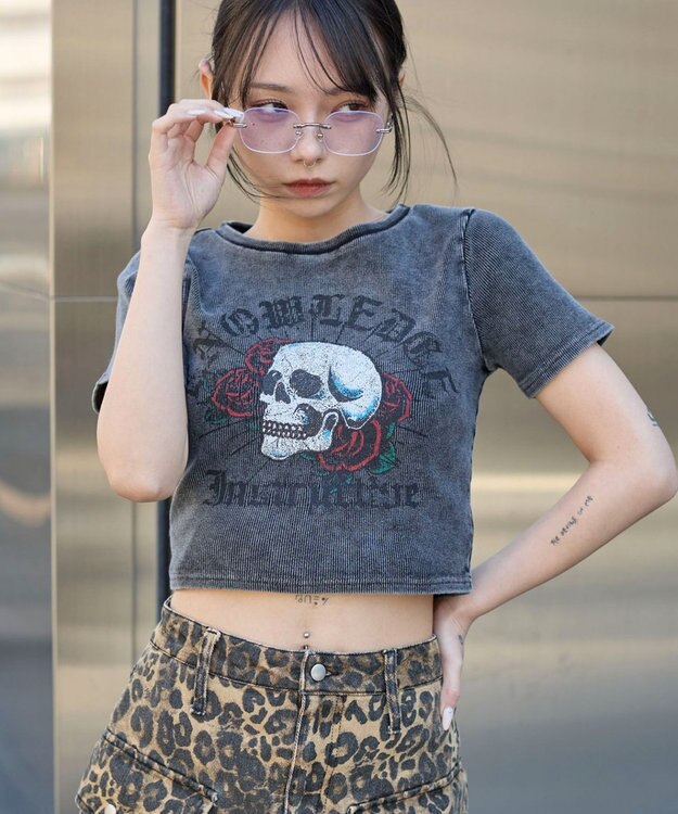 WEGO ヴィンテージウォッシュグラフィックリブT 柄4