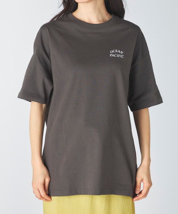 OP／FILA 【Ocean Pacific】タイポグラフィバックプリントTシャツ チャコールグレー