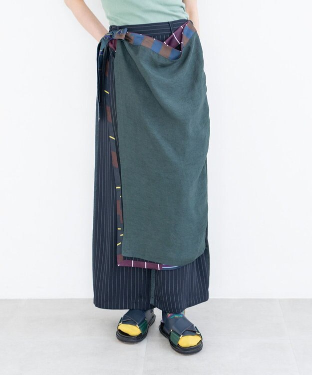 COQ MULTI WAY SAILER ラップスカート付きパンツ ネイビー