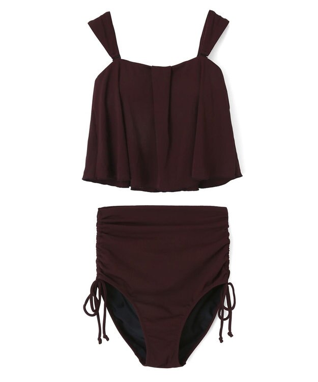 San-ai Resort（三愛水着楽園） インポートファブリック　ワンピ見えハイウエスト　ビキニ ブラウン