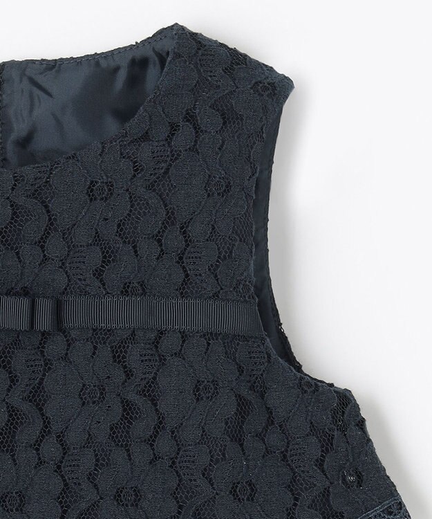 組曲 KIDS 【110-140cm】シフォンプリーツコンビ ワンピース ネイビー系