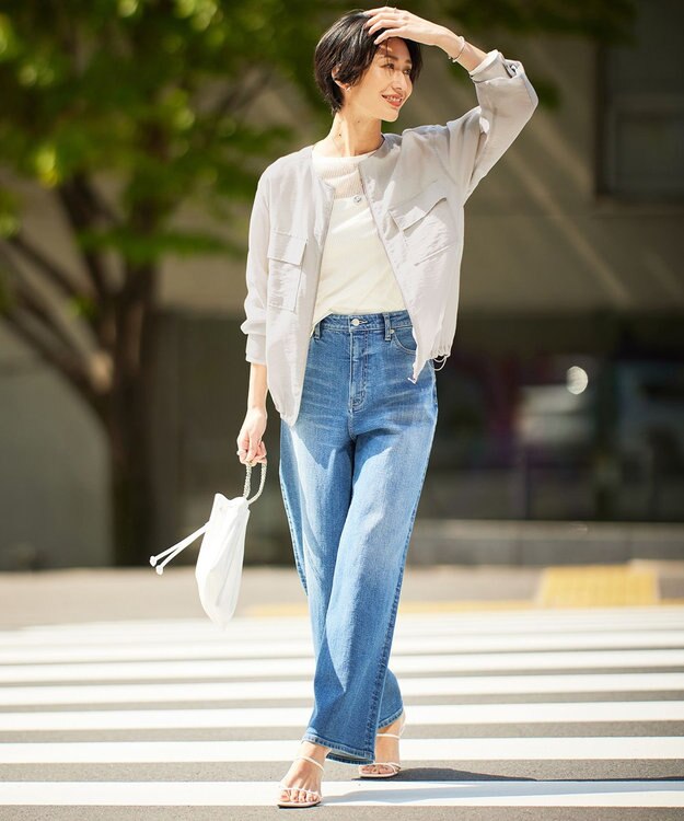 ICB 【洗える】 ドライメッシュ ニットトップス オフホワイト系