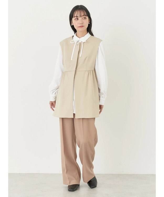 earth music&ecology ペプラムジレ Beige