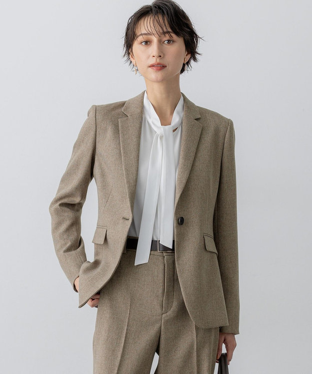 23区 【洗える】ウールライクカルゼ テーラード ジャケット ブラウン系