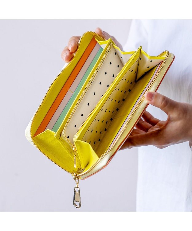 tsumori chisato CARRY キラネコフラワー ラウンドファスナー長財布 イエロー