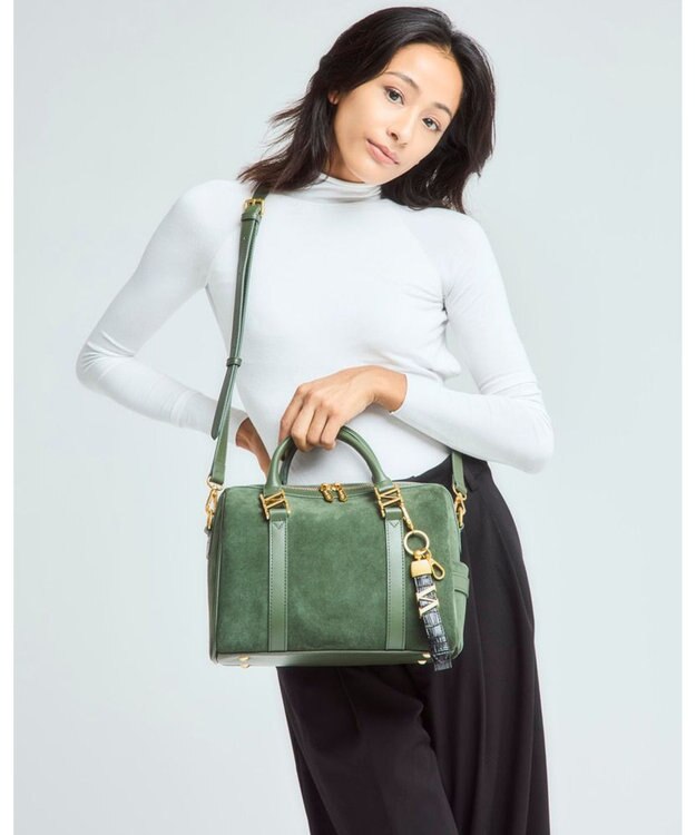 style code 【VerdeVari/ヴェルデヴァリ】スエードボストンバッグ ダークグリーン