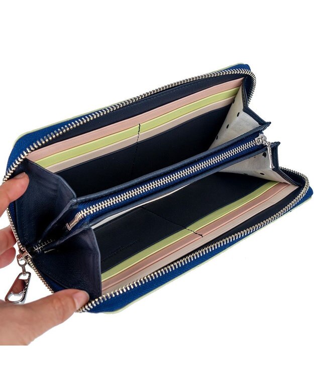 tsumori chisato CARRY キラネコフラワー ラウンドファスナー長財布 ネイビー