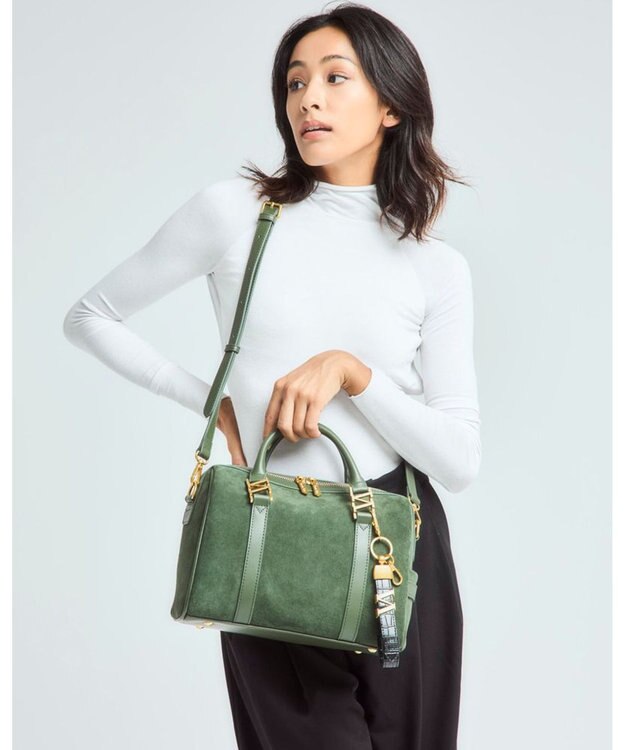 style code 【VerdeVari/ヴェルデヴァリ】スエードボストンバッグ ダークグリーン