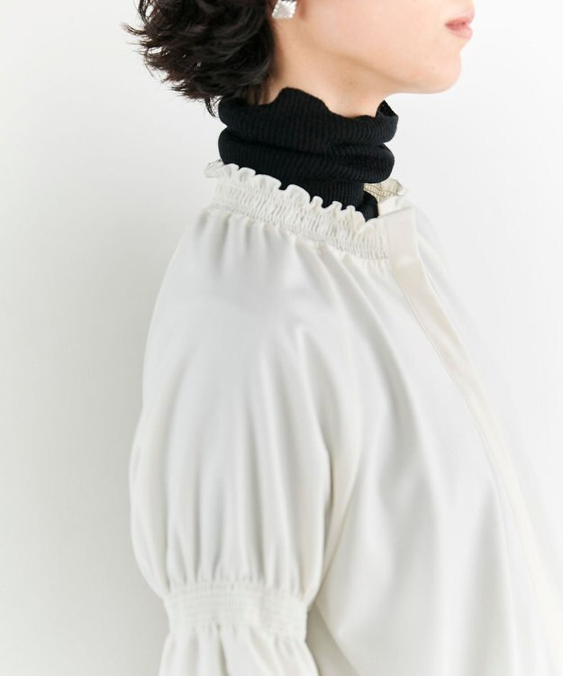 #Newans 【洗濯機可/しわになりにくい】シャーリングネック ボリュームスリーブブラウス オフ