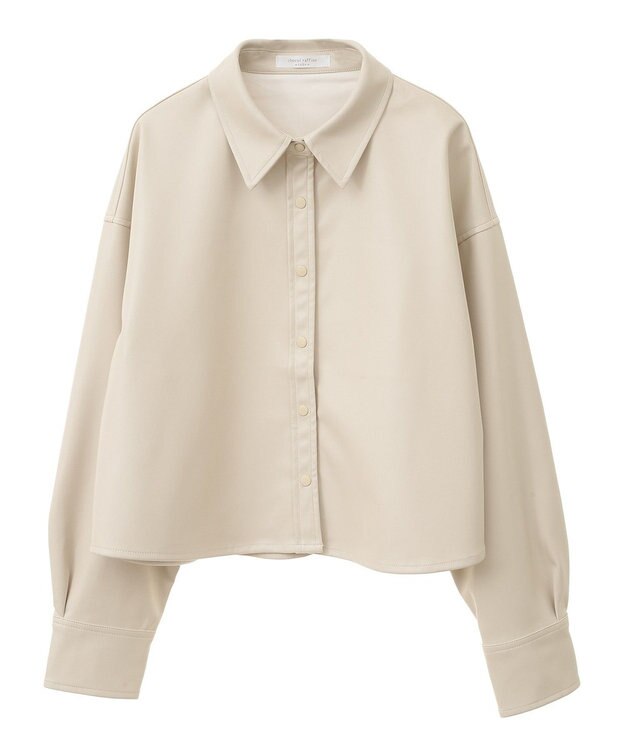 Green Parks ショート丈フェイクレザーシャツ Ecru