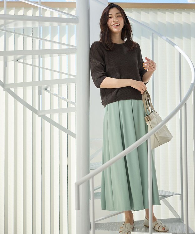 ANY 【吸水速乾/イージーケア/UVカット/接触冷感】さらさらDRYスカーチョ ライトグリーン