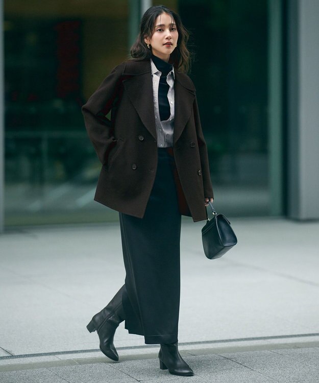 ICB 【洗える】 ヴィンテージサテン ナロースカート バーントブラウン系