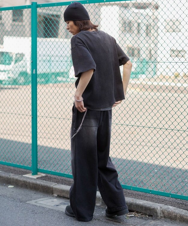 WEGO 【ユニセックス着用ITEM/MLサイズ展開】ワッフルヘンリーネックT（SS） ブラックその他