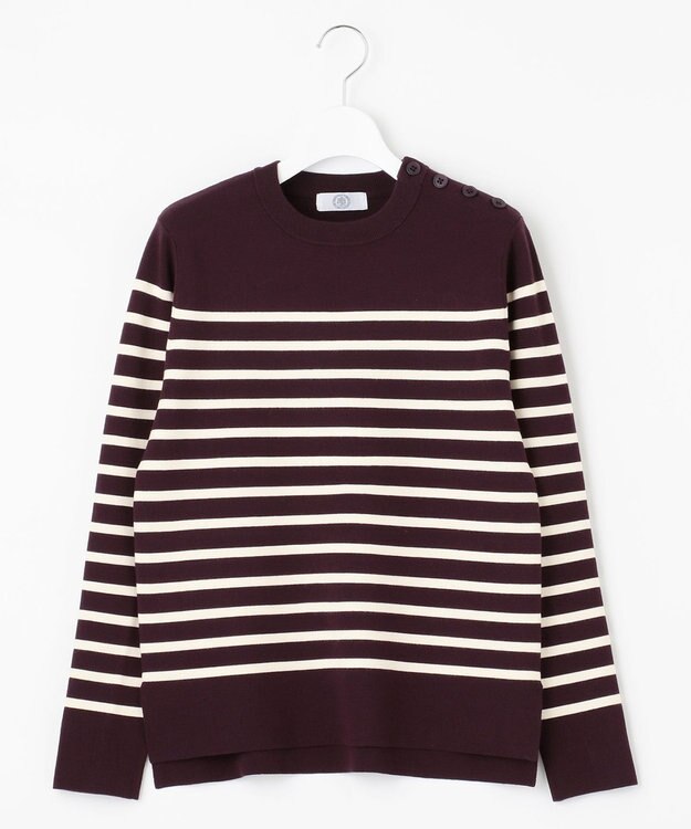 J.PRESS LADIES 【洗える】ミラノリブバスクボーダー ニット パープル系1